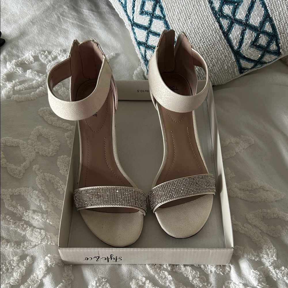 Style & Co. Ivory Heels with Rhinestones
